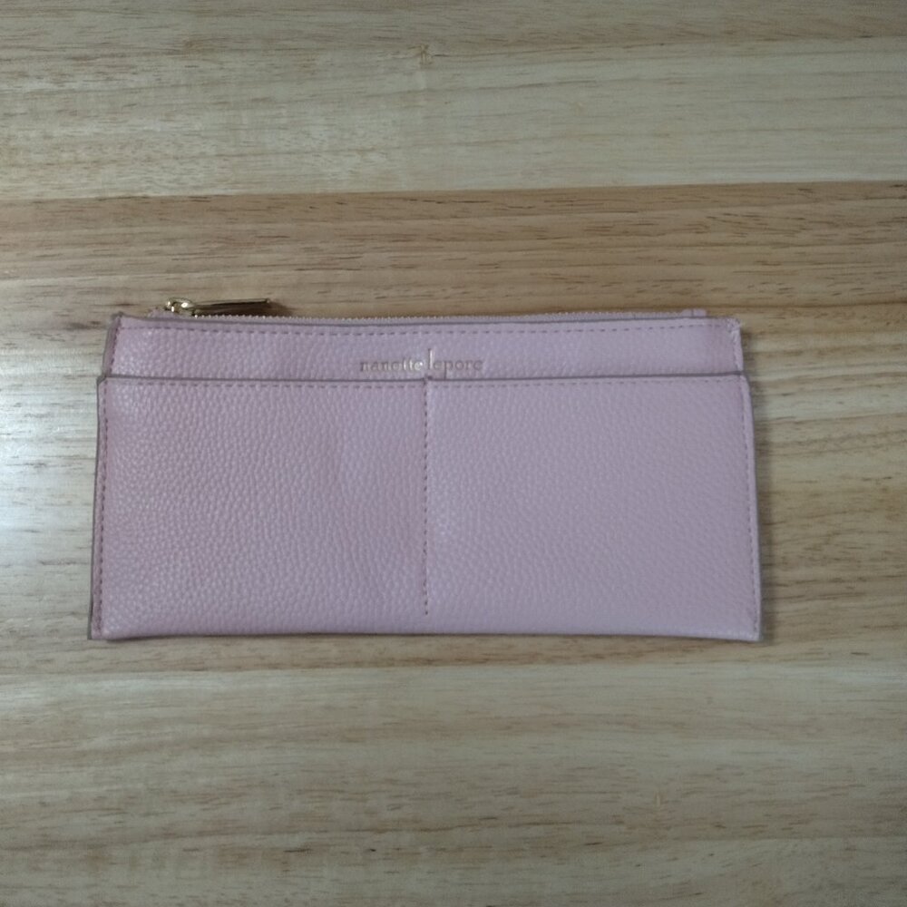 Nanette Lepore Light Pink Faux Pebbled Leather Zip Up Wallet Barbie Classic Logo